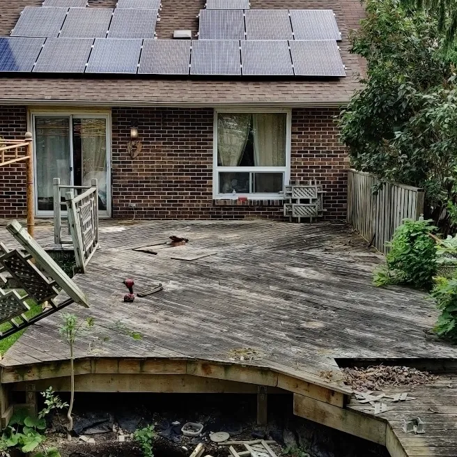 The old deck and broken patio before the rebuild, Brampton