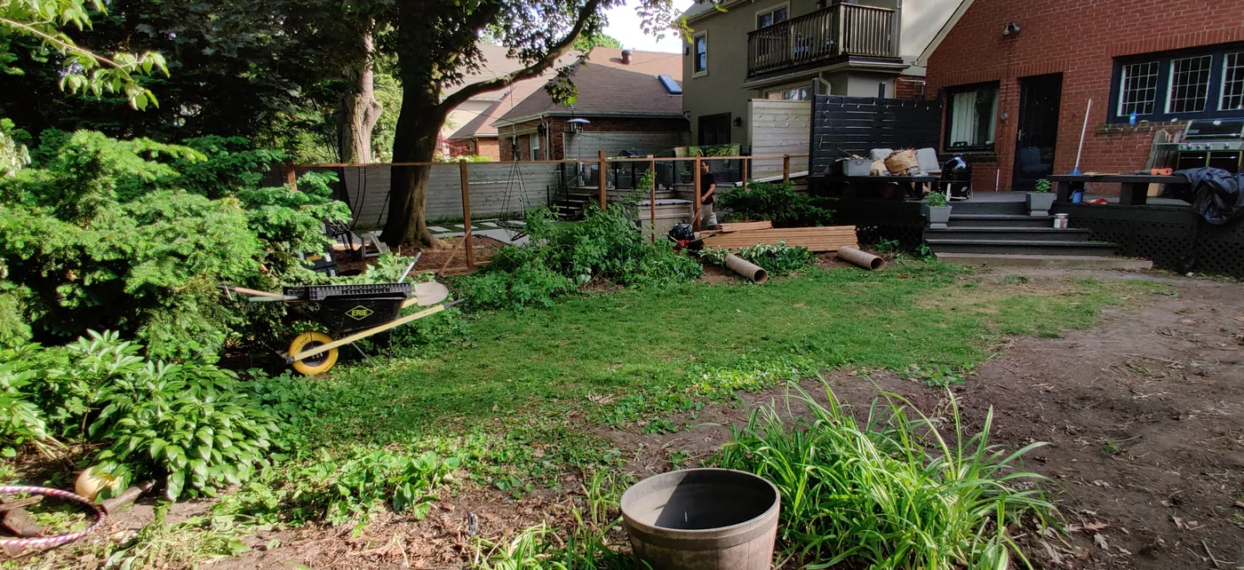 The back of the East York property before the fence and patio went in