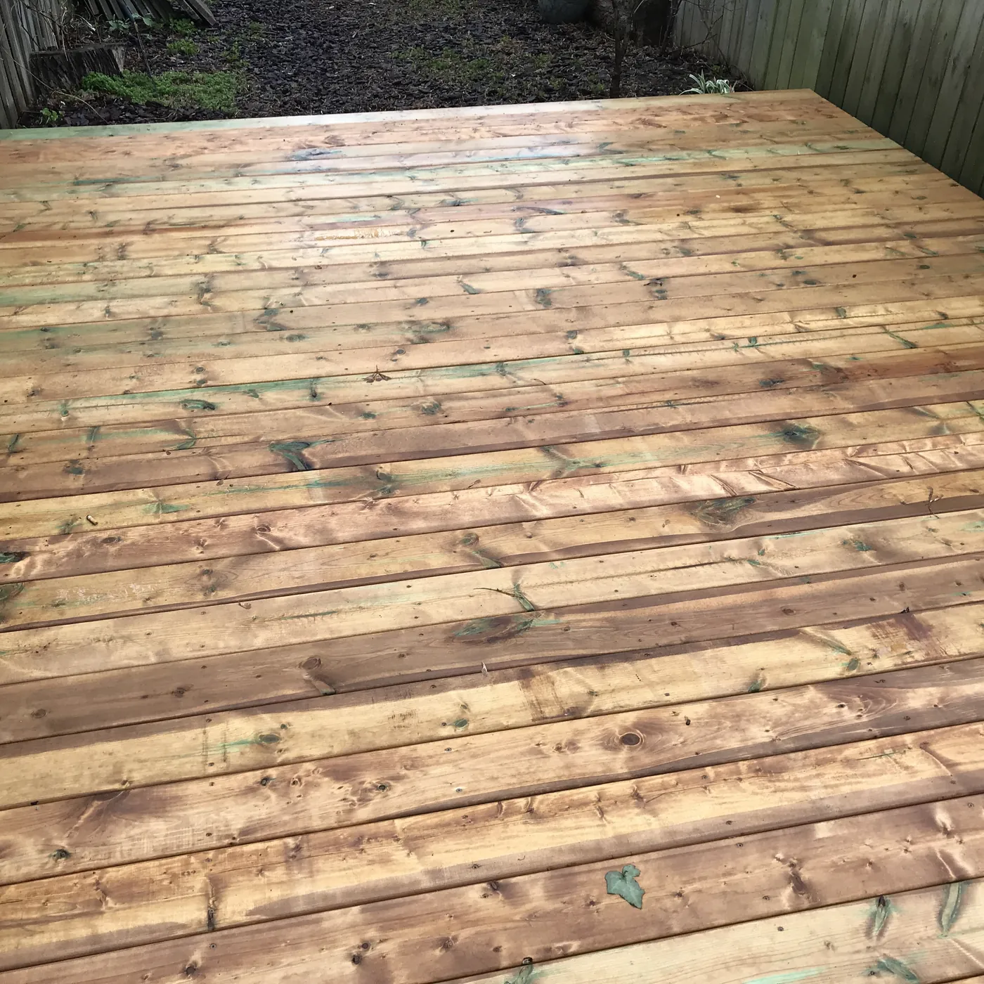 Deck boards running the width of the finished deck, East York