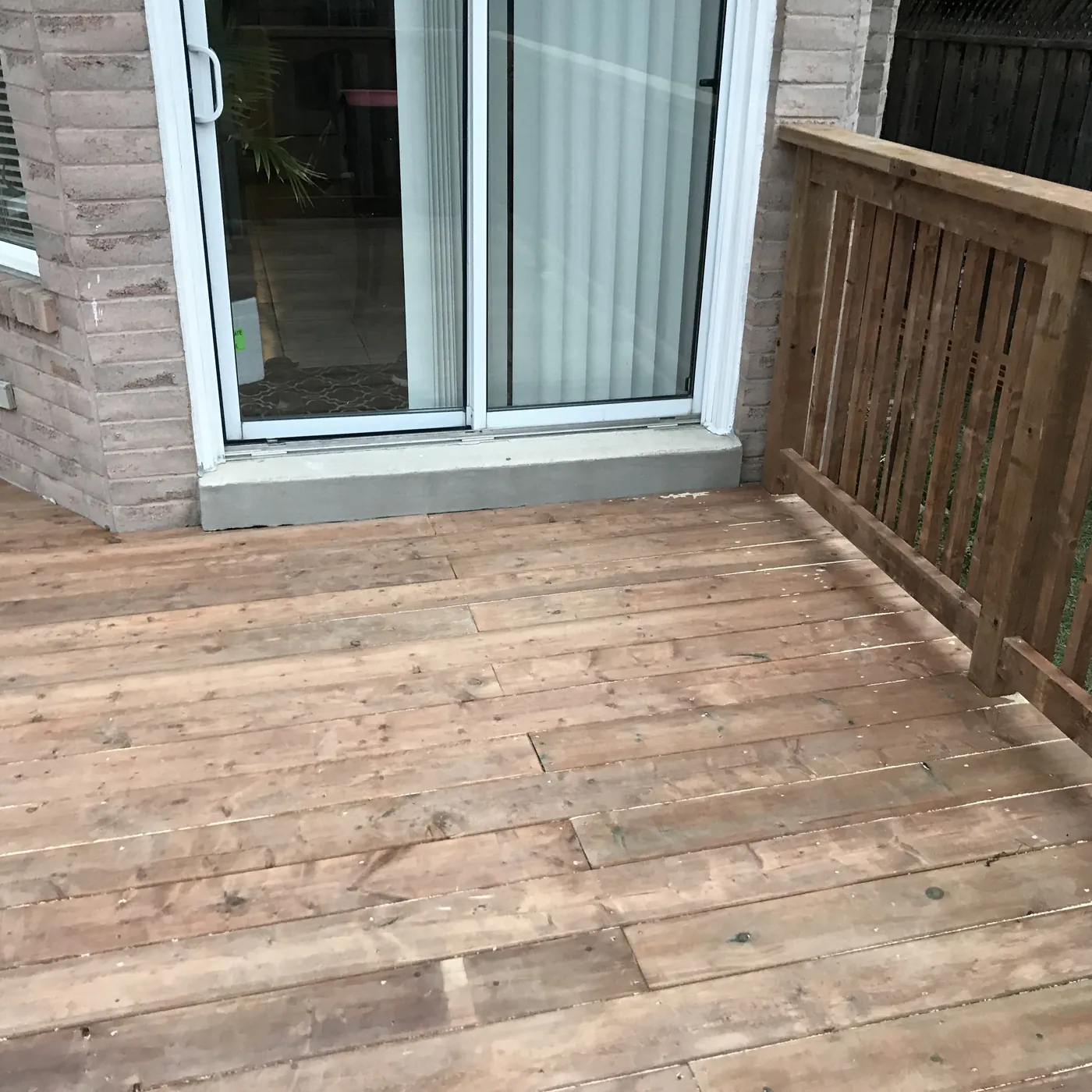 Deck boards running up to the patio doors, Newmarket