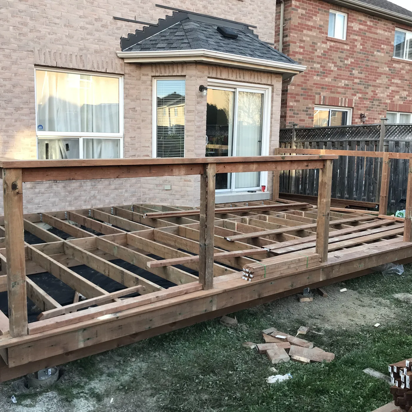 Deck frame fixed back to the house, Newmarket