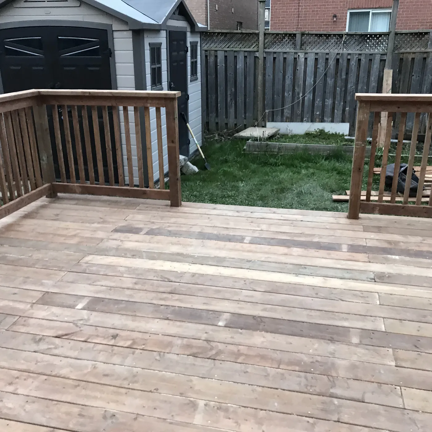 The deck seen from the patio doors, Newmarket