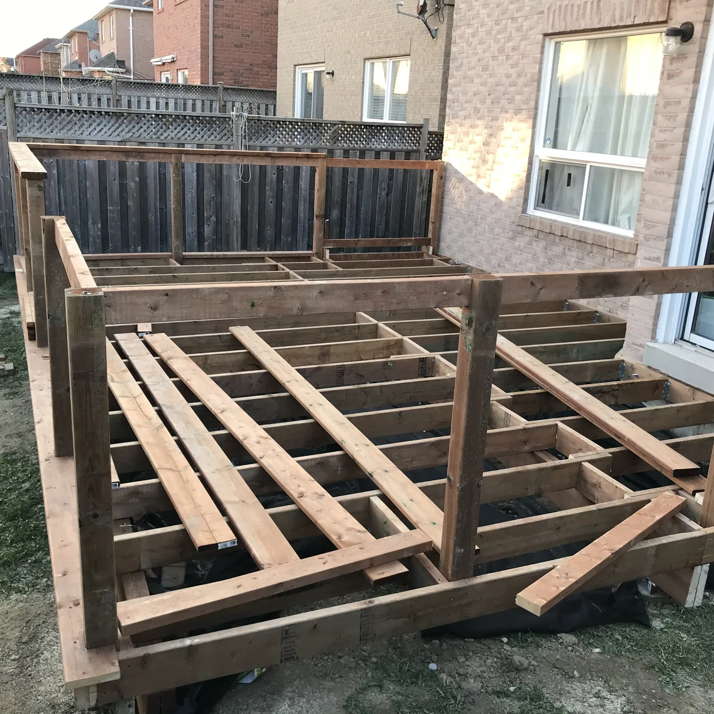 Railing posts standing before the decking went down, Newmarket