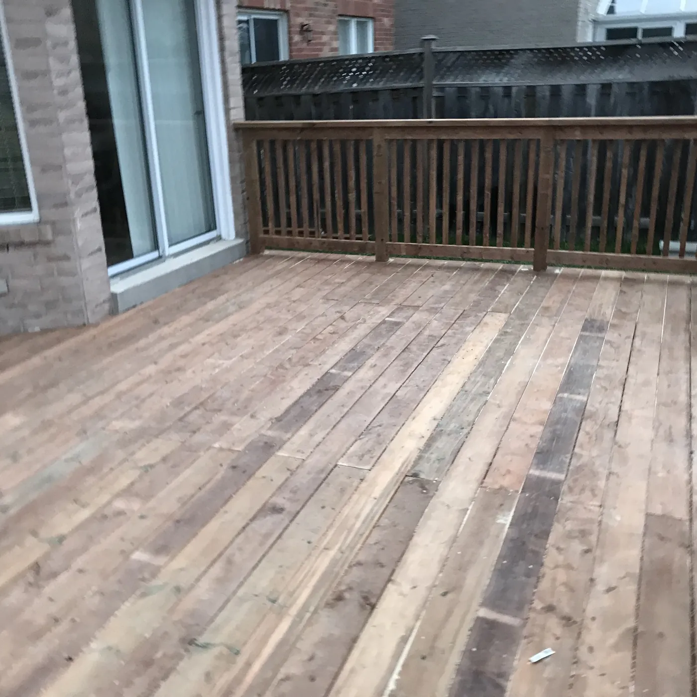 Rear corner of the deck against the house wall, Newmarket