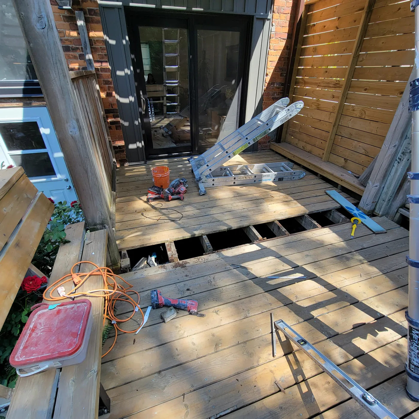 Deck boards lifted to get at the structure underneath in North York
