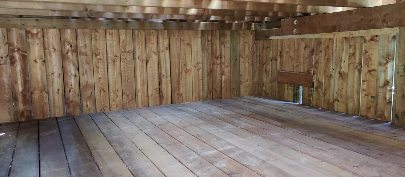 New pressure-treated deck boards and privacy wall on a rebuilt deck in North York
