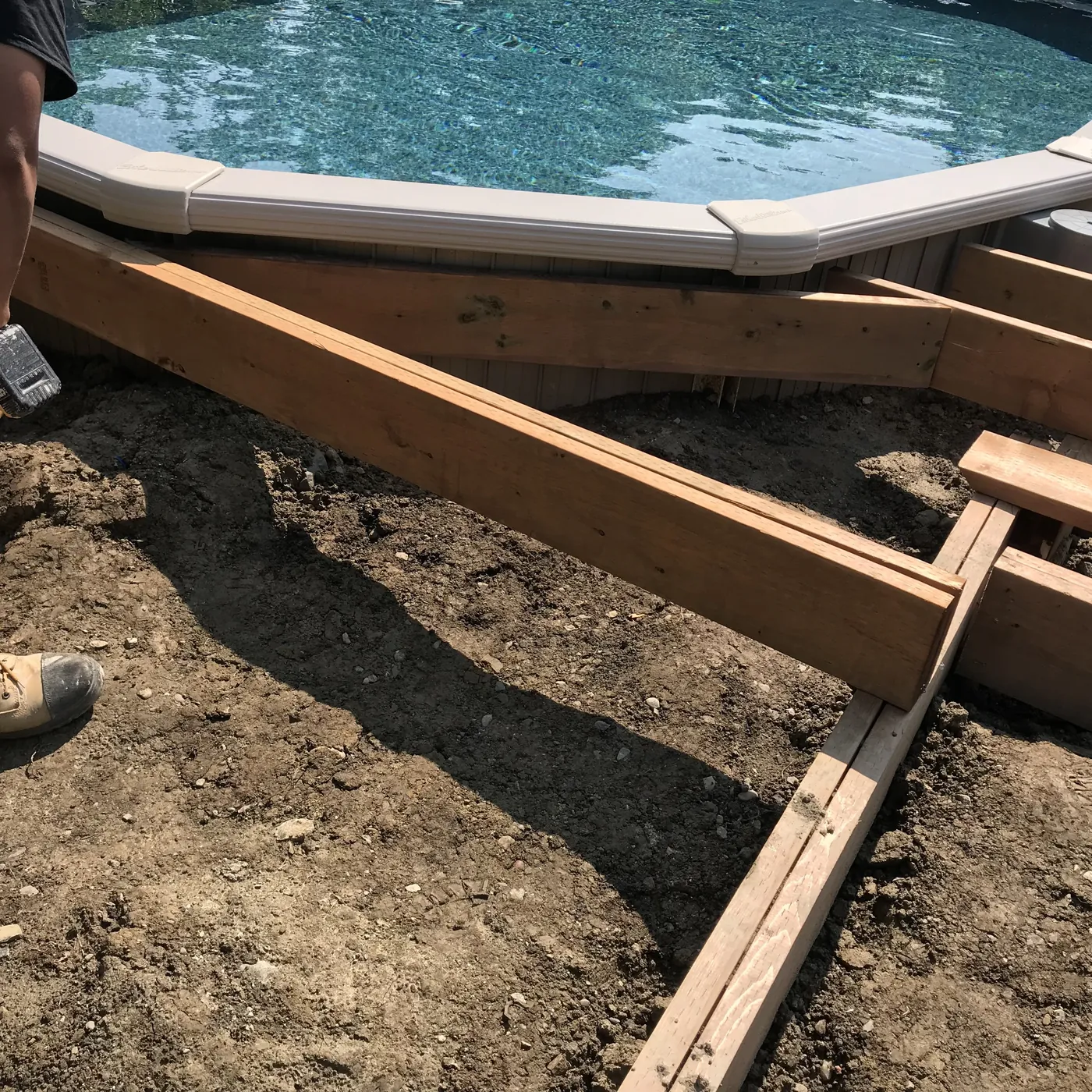 Framing cut to follow the curve of the pool wall, Richmond Hill